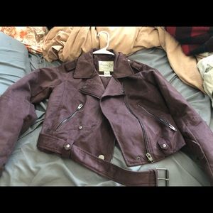 Purple suede biker jacket